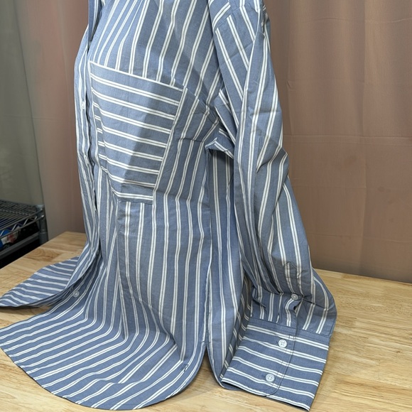 Banana Republic Multi Stripe collared, button-down, long sleeve cotton blouse - Picture 3 of 6